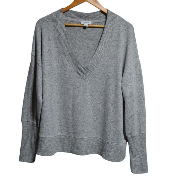 Evereve Gray Maci V Neck Sweater Size Large - Picture 1 of 9